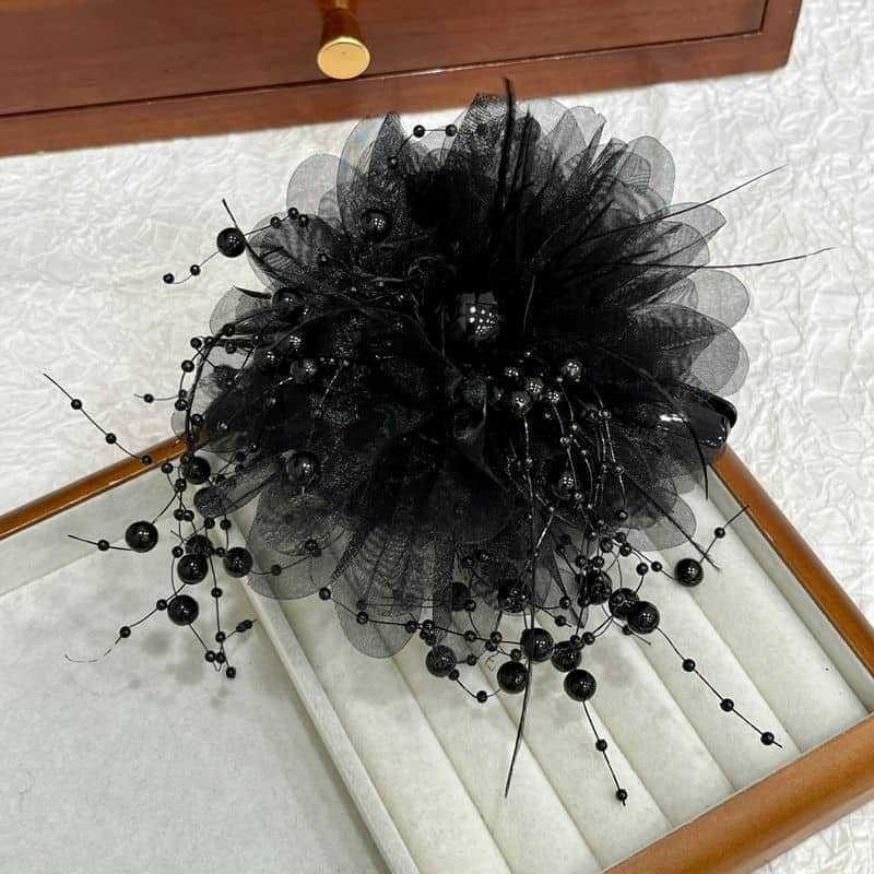 Satín de alta sensación, arco negro grande, clip de tiburón, toque de cabeza, clip de nube, clip de agarre, clip de cabello, tarjeta de cabello de mujer