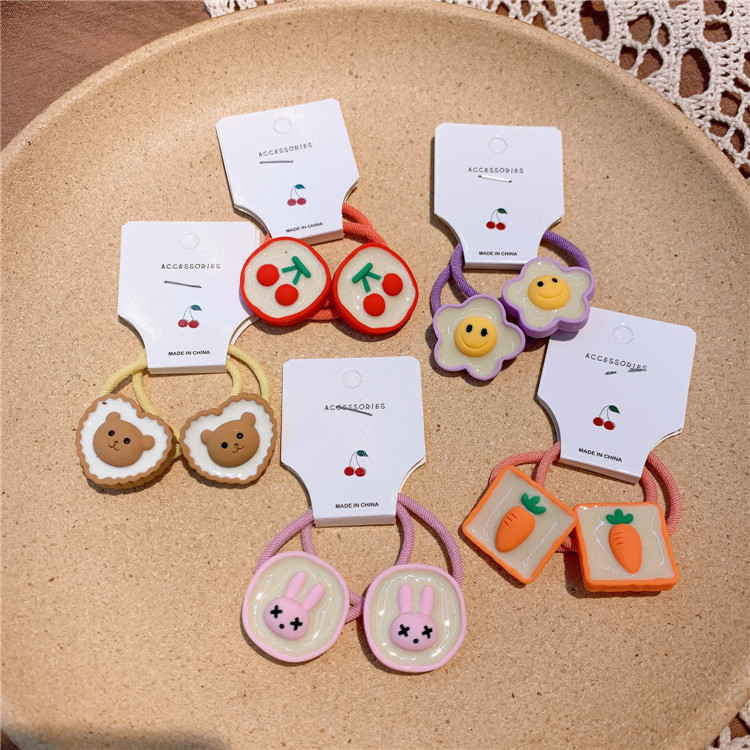 Korean Version Children's Cartoon Cute Hair Tie for Girls, Non-Damaging Hairband for Kids, Princess Fruit Hair Accessories