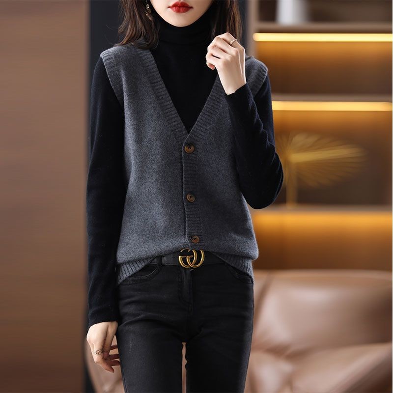 Suéter de punto chaleco cardigan Top principios de primavera otoño 2024 nuevas mujeres populares Chaleco de desgaste exterior chaleco