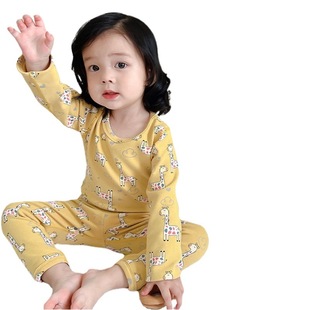 24 Happy Pig Children's Boneless Underwear suit Autumn and Winter Thick Wool Pull Rack Branding Baby Warm Autumn Clothes and Pants