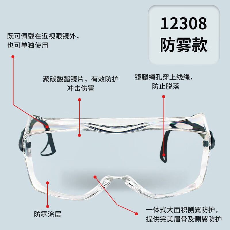 Gafas protectoras 3M 12308, antipolvo, antisandía, antisalpicaduras, gafas de ciclismo anti-impacto, gafas antivaho