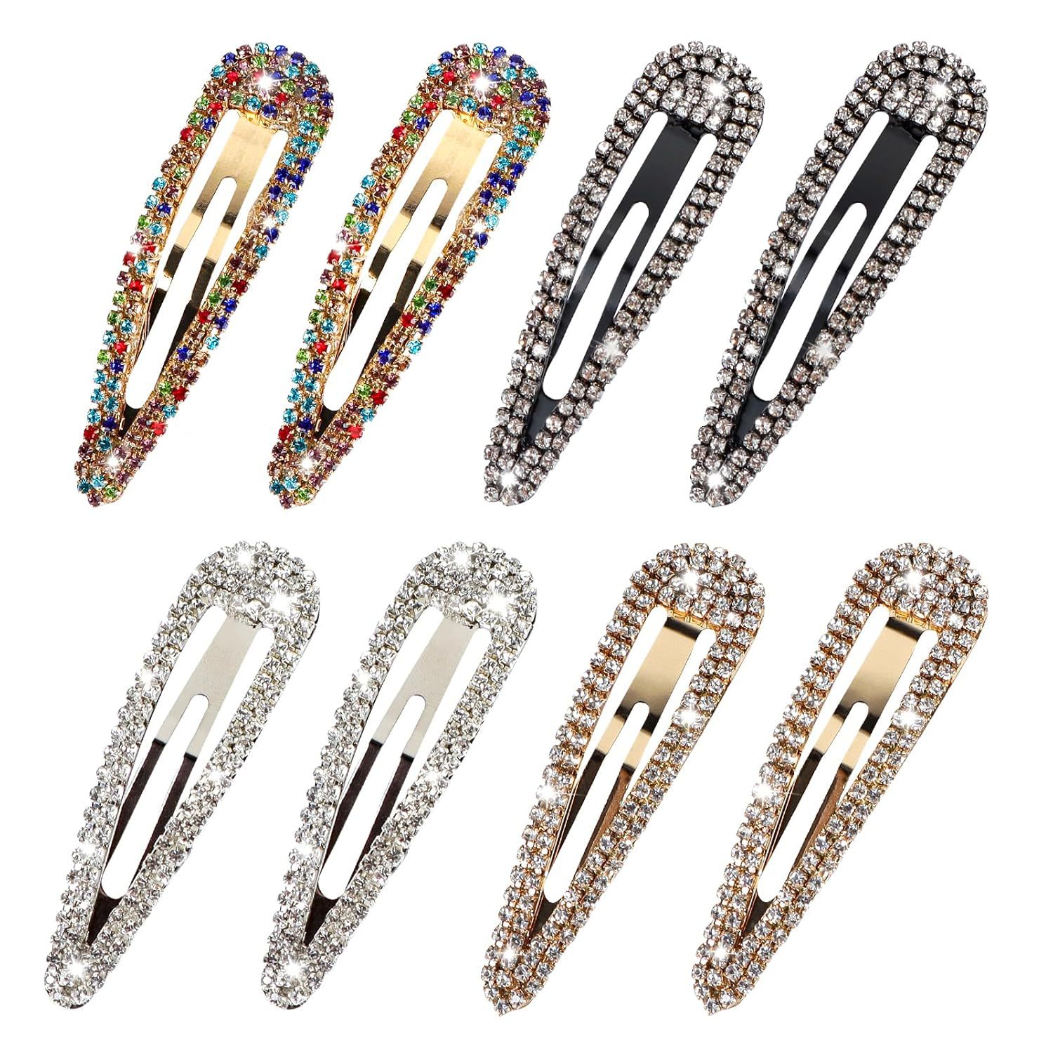 8pcs Europa y los Estados Unidos nuevo conjunto de adornamiento para el cabello temperamento diamond clips de garra de diamante cadena clip de cabello cabello clip de mejilla image 1