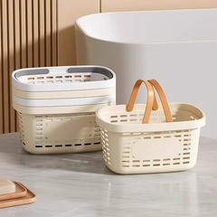 手に入れてお風呂に入るバスケットのプラスチック多機能バスルームの洗面用品の水切り収納かごの透かし彫りの大きいオープンバスケット