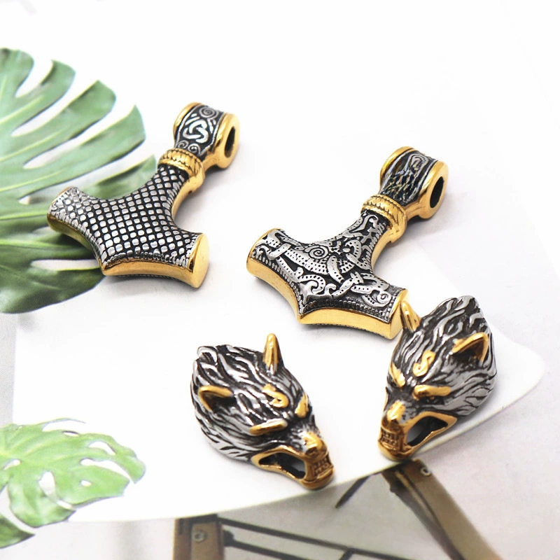 Retro necklace, pendant stainless steel, hammer