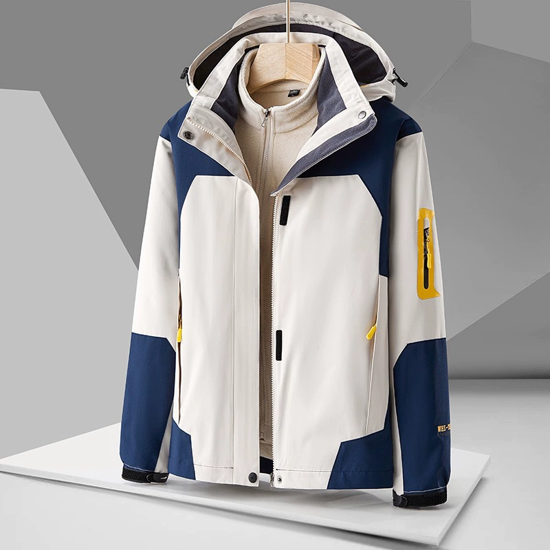 Ветровка три в одном мужские и женские пары съемный бархат утолщение осенью и зимой на открытом воздухе