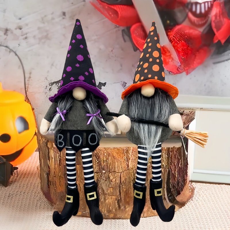 2025 新しいハロウィン装飾黒ローブルドルフとんがり帽子魔女顔のない人形ノーム装飾品会場レイアウト|undefined