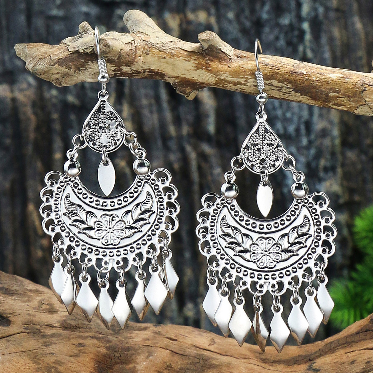 1 Pair Ethnic Style Geometric Tassel Zinc Alloy Drop Earrings display picture 4