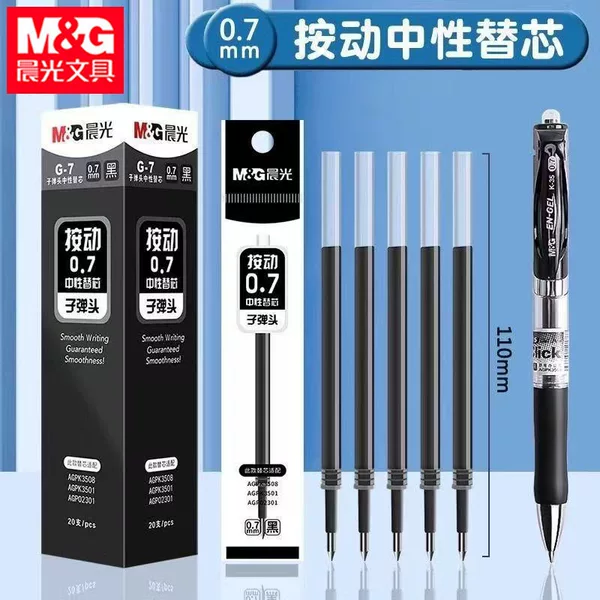Morning&Light G-7 Retractable Pen Refill 0.7mm Bullet Tip Bold Refill K3508 Signature Pen Black Ink Refill