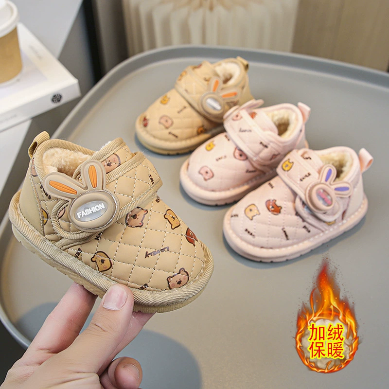 2023 Зимние новые детские зимние сапоги с мягкой подошвой Корейские короткие сапоги для мальчиков и девочек Непромокаемая теплая яркая хлопковая обувь