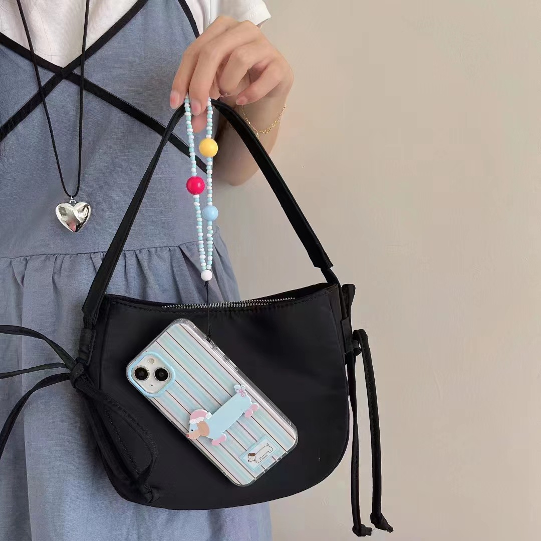 El soporte para perros de rayas azules estilo ins es adecuado para iPhone14 funda para teléfono móvil 15ProMax Apple 12/13 hembra 14PM