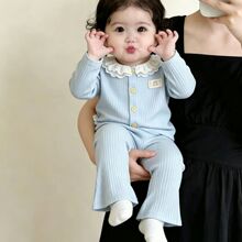 女童套装洋气韩版春秋蕾丝领套装可爱宝宝外出服