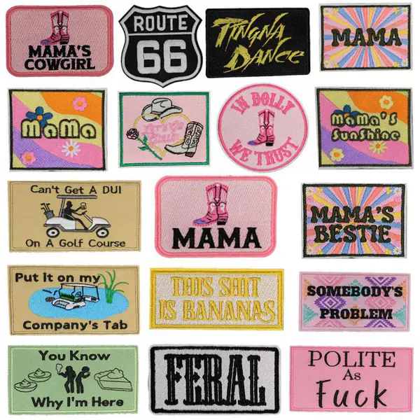 Jianxing in stock cross-border Denim mother embroidery cloth stickers computer embroidery logo clothes bags hat decoration patch