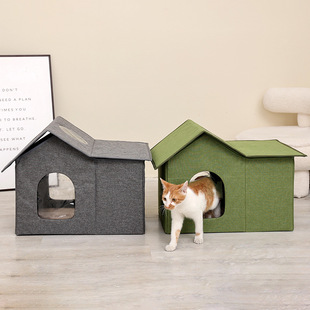 Cat House Villa Outdoor Waterproof Foldable Cat Nest for All Seasons Large Cat House Closed Pet Nest