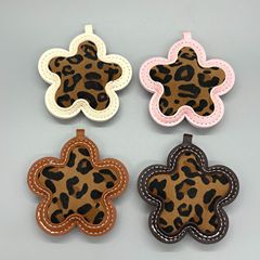 DIY饰品包包挂饰配件 PU皮革充棉豹纹花纹半成品钥匙扣包包挂件