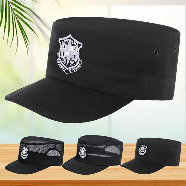 Security Hat Men's Summer Mesh Breathable New Security Guard Hat Duty Hat Security Property Black Flat Hat Men