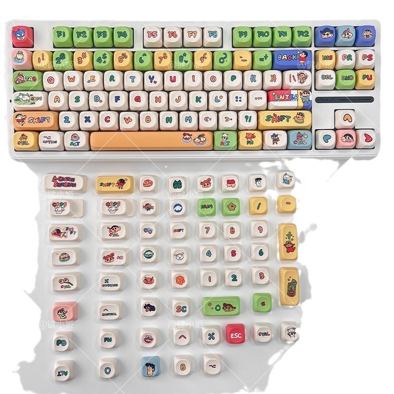 クレヨンしんちゃんをテーマにしたキーキャップ、5面昇華型PBTMOA、機械式キーボードに適した非常にかわいい丸いキーキャップ|undefined