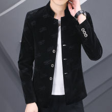高档西服男韩版修身中青年潮流休闲立领加绒加厚上衣外套男士西装