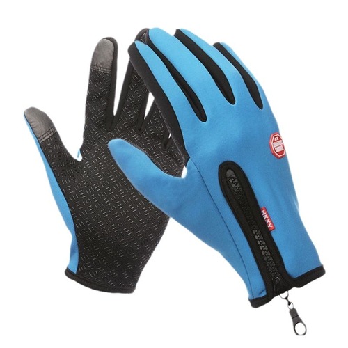 Men and Women Touch Screen Winter Cold and Windproof Zipper Fleece Anti-Slip Silicone Gloves for Outdoor Hiking and Cycling