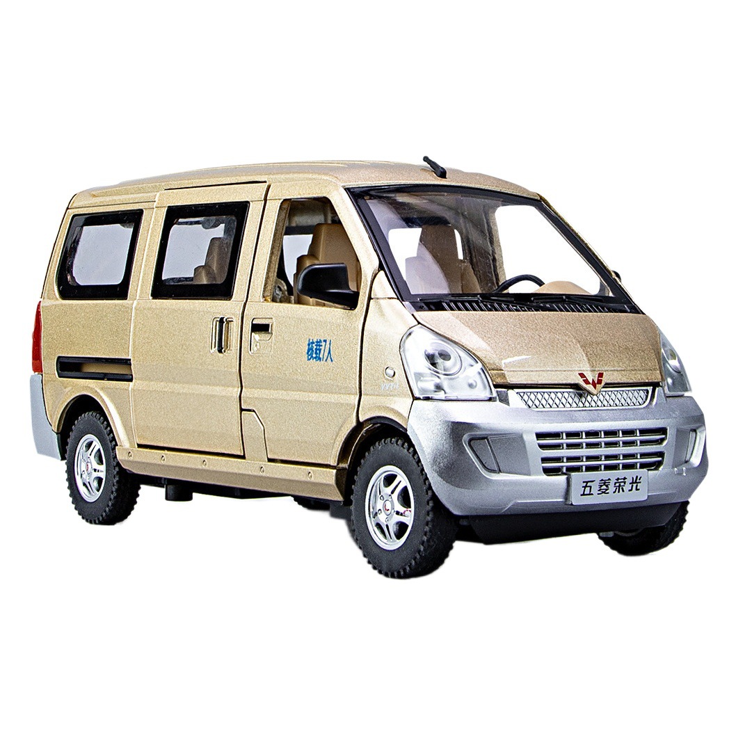 Weili aleación coche modelo genuino autorización 1:24 Wuling Rongguang van tire hacia atrás con sonido y luz coche de juguete música