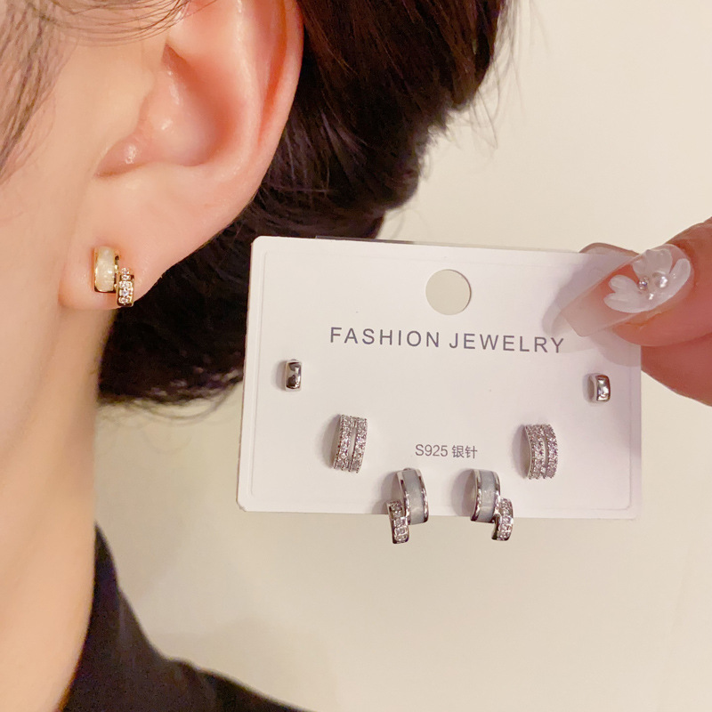 Ear Studs Classification 1 Set Elegant Geometric Copper Ear Studs