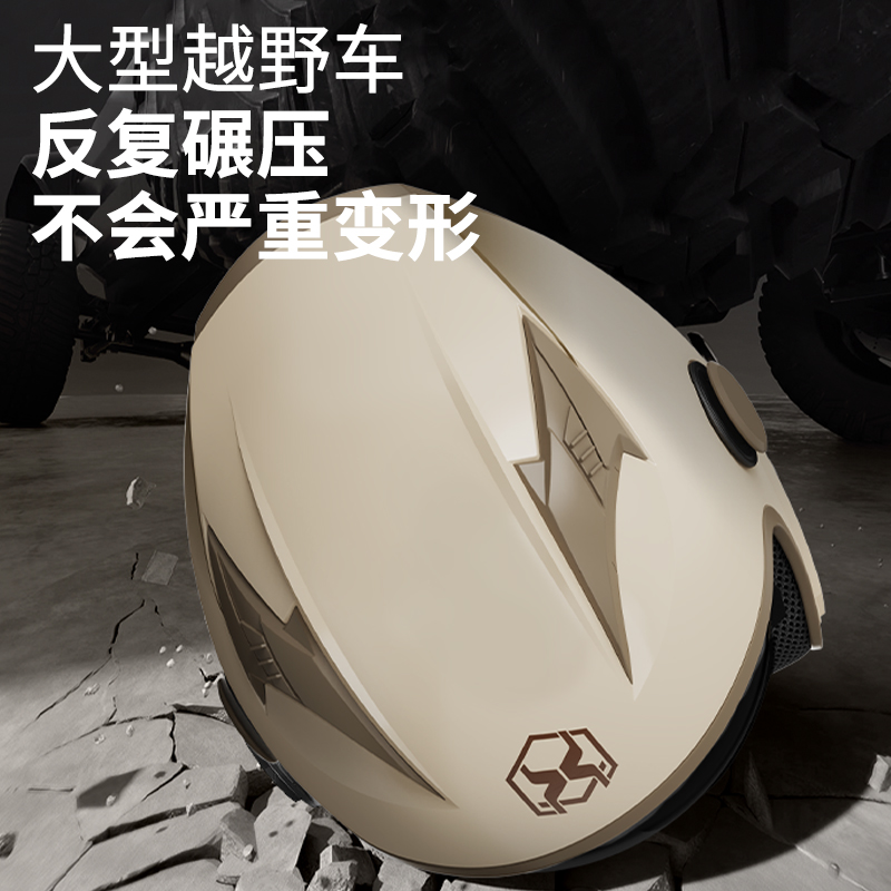 Universal New national standard 3C certified helmet electric motorcycle half helmet (Auto Parts and Accessories) - one-size-khaki-hd-dual-lens-3c-new-national-standard-certified