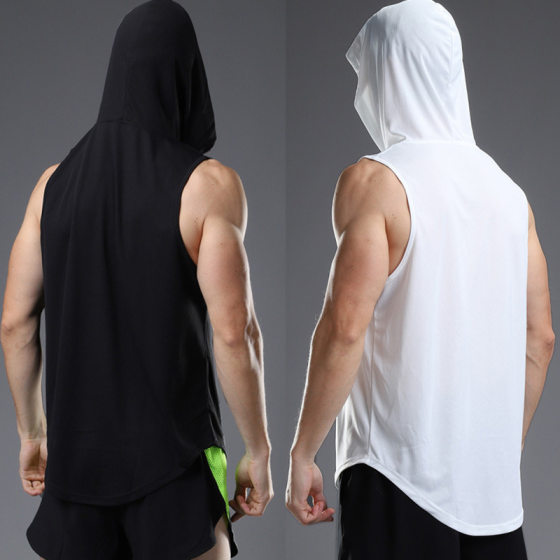 Sports Hooded Vest Men's Summer Quick-drying Mesh Breathable Fitness Leisure Running Basketball Pullover Sleeveless Vest