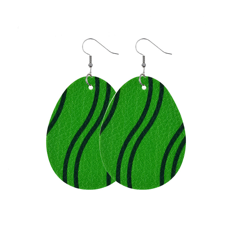 1 Pair Fashion Stripe Water Droplets Waves Pu Leather Patchwork Easter Women's Drop Earrings display picture 3