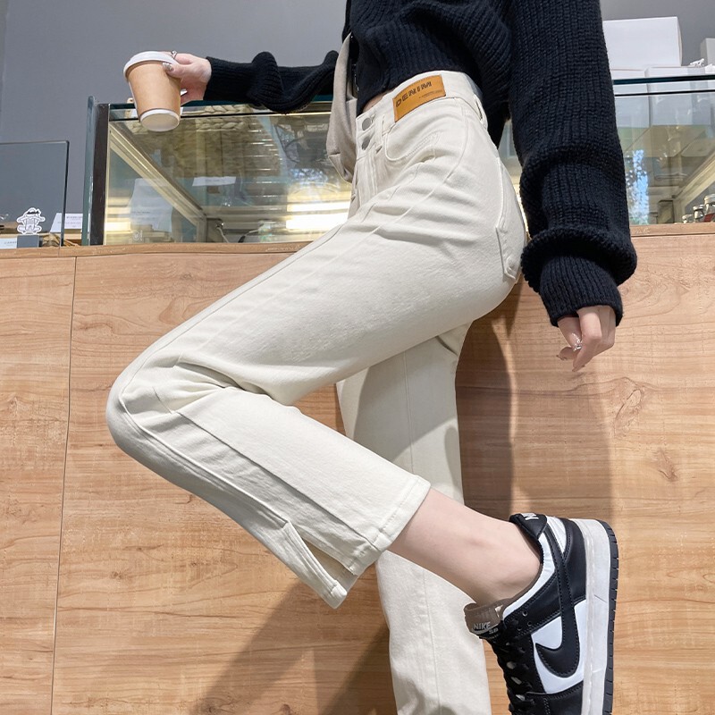 White Jeans Women's Thin Spring & Fall 150cm155 Small Women's Clothing Slightly Fat Girls Slimming Look Cigarette Pants