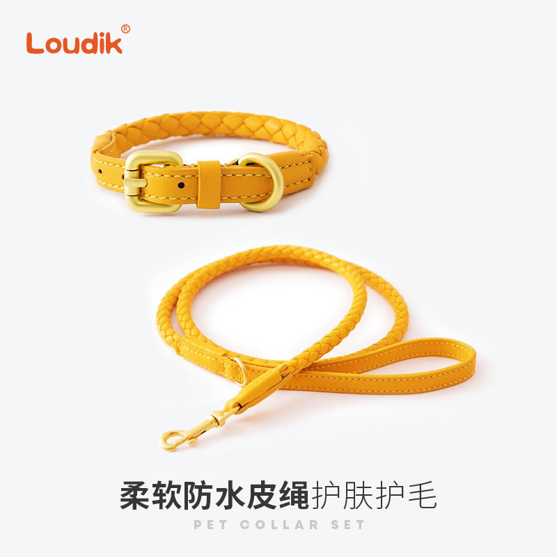 批发编织皮质狗狗牵引绳项圈脖圈颈圈牵引带宠物用品跨境工厂Dego|undefined