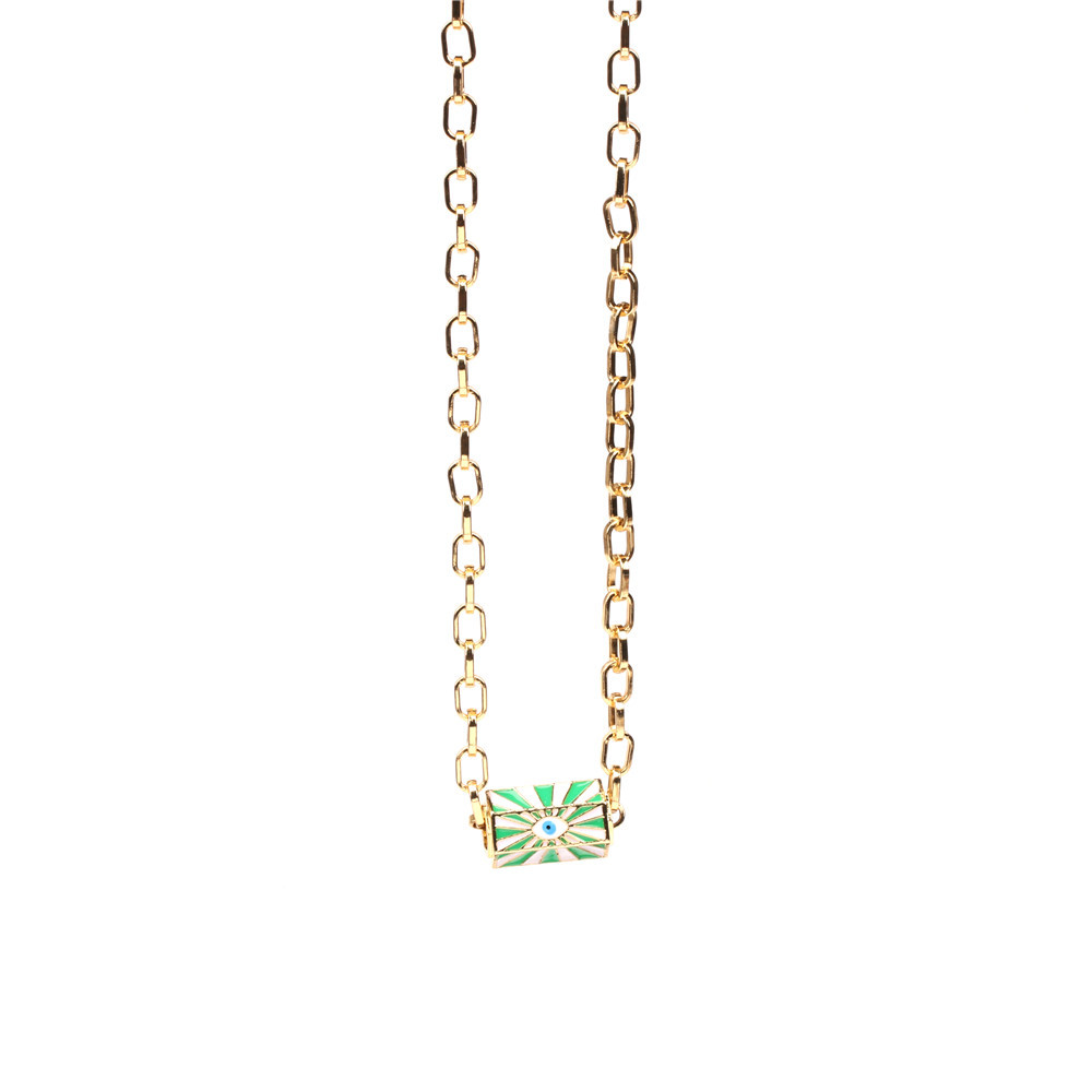Devilu0027s Eye Copper Drip Necklace Female Ins Hip Hop Tide Gold Plated Thick Chain Clavicle Chain 
