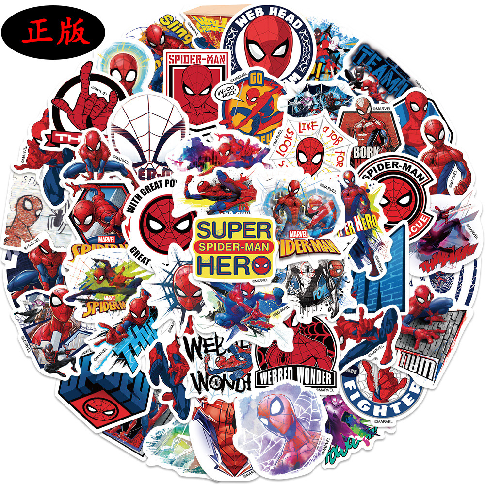 50 de dibujos animados de Spider-Man pegatinas de graffiti equipaje de guitarra decorativa DIY pegatinas a prueba de agua autorización genuina transfronteriza