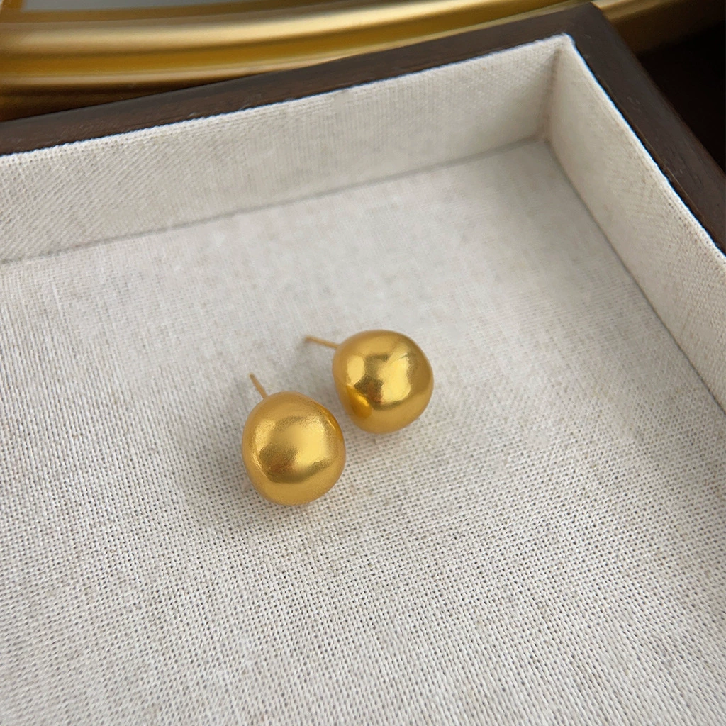 Retro Pearl Earrings, 925 Silver Posts, Light Luxury Vintage Geometric Style