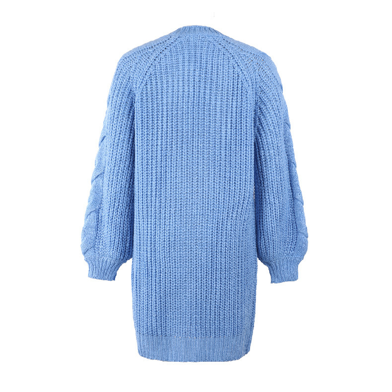 Women's Knitted Lantern Sleeve Twist Cardigan For Autumn Winter_voghion.com