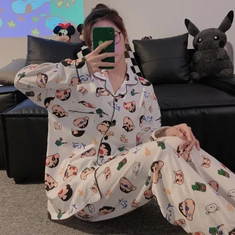 Al por mayor transfronterizo lindo Pajia perro pijama mujer algodón primavera y otoño pantalones de mangas largas de alta calidad lindo conjunto de ropa para el hogar