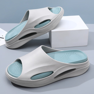 2024 Summer New Men's All-match Thick Bottom Soft Elastic One-word Mop Outdoor Beach Non-slip Fashionable Simple Sandals