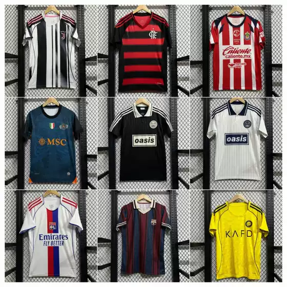 25-26 Club New Football Jersey Barcelona Juventus Oasis Collaboration T-Shirt Short Sleeve Soccer Shirt Cross-Border 3D Printed