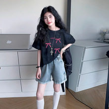 俏妮卡 女童短袖T恤夏季新款儿童韩版满天星圆领休闲百搭上衣夏季
