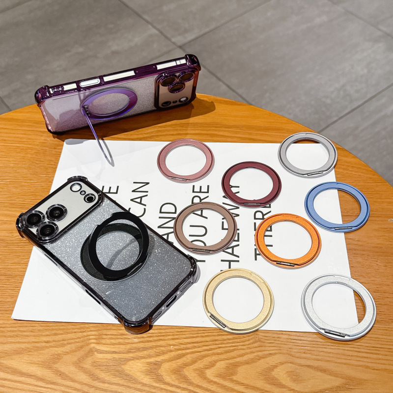 New Wholesale 360 ° Rotating All-Aluminum Fulcrum Ring Buckle Holder Mobile Phone Portable Magnetic Desktop Mobile Phone Holder