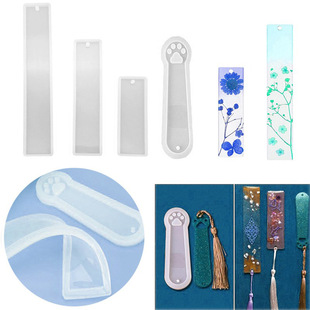 Epoxy resin bookmark silicone mold Crystal epoxy diy rectangular cat claw with hole pendant wholesale