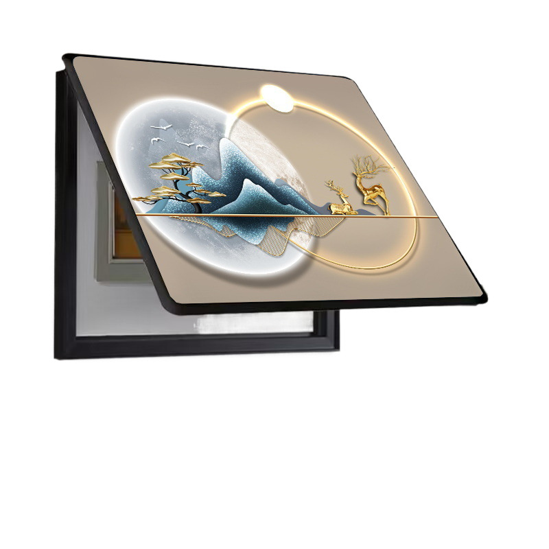 Caja de medidor, pintura decorativa, oclusión, caja de interruptor sin agujeros, caja de distribución, sala de estar, comedor, pintura de porcelana de cristal, simplicidad moderna, lujo ligero