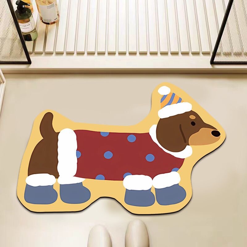 Cartoon Diatom Mud Floor Mat Bathroom Absorbent Non-slip Quick-drying Foot Mat Toilet Door Wear-resistant Easy-care Floor Mat