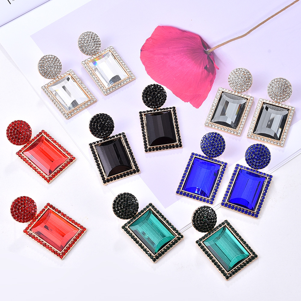 1 Pair Fashion Geometric Metal Plating Rhinestones Women's Drop Earrings display picture 1