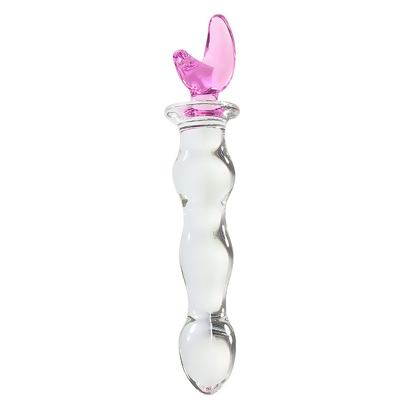 Crystal Glass Dildo Wand, Transparent Heart-Key Design, Smooth Adult Massage Stick — detail image 4