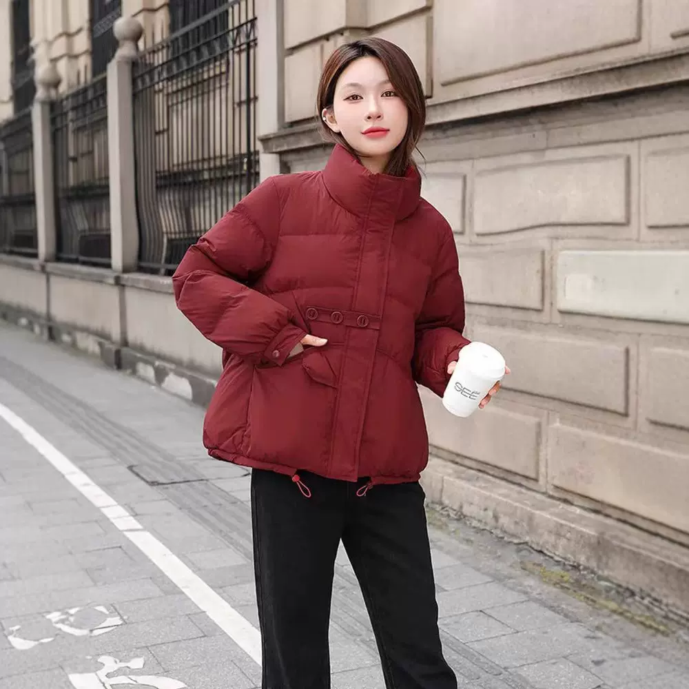 小个子羽绒服短款三粒扣面包服韩版休闲服定制款立领白鸭绒保暖时