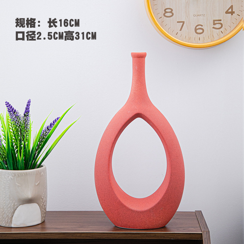 Florero decorativo de cerámica, diseño artístico, ideal para sala de estar, pasillo o habitación, decoración suave y elegante