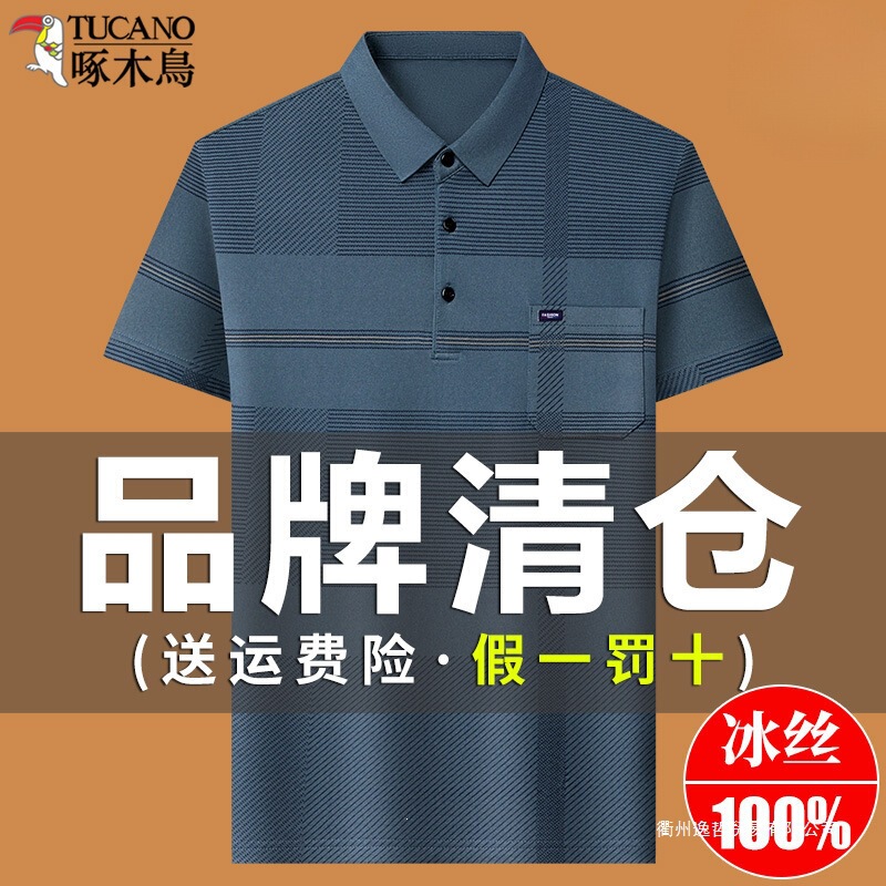 Men's Short-Sleeve T-Shirt for Middle-Aged Dads, Summer Wear with Real Pockets, 2025 New Model, Ice Silk Half-Sleeve Polo Shirt Men's Short-Sleeve T-Shirt for Middle-Aged Dads, Summer Wear with Real Pockets, 2025 New Model, Ice Silk Half-Sleeve Polo Shirt