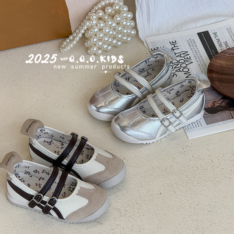 QQO 子供靴 2025 秋の新子供のレトロ多用途浅口メリージェーンシューズ女の子バレエスタイルフォレストシューズ|undefined