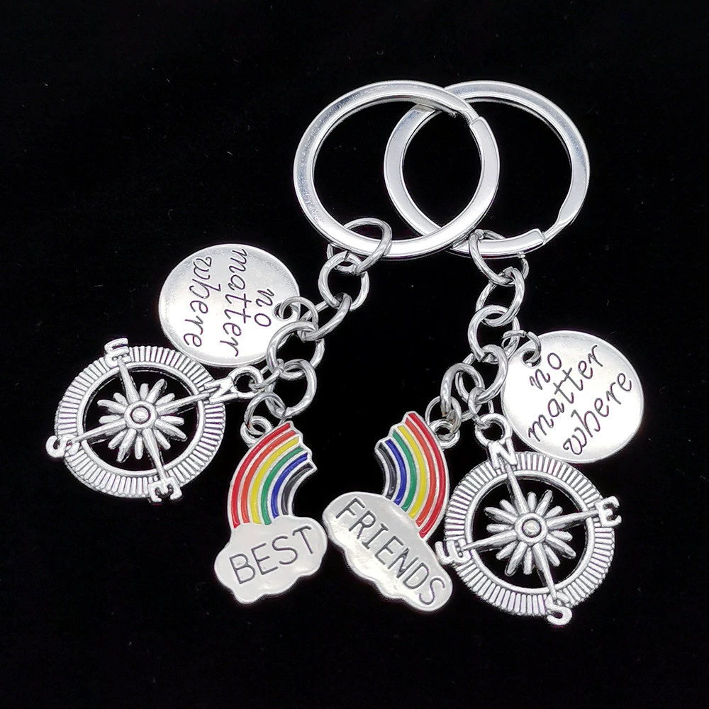 Accessory, rainbow keychain for friend for beloved, European style