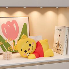 创意维尼熊纸巾盒客厅玄关家用高档桌面抽纸盒装饰可爱摆件收纳盒
