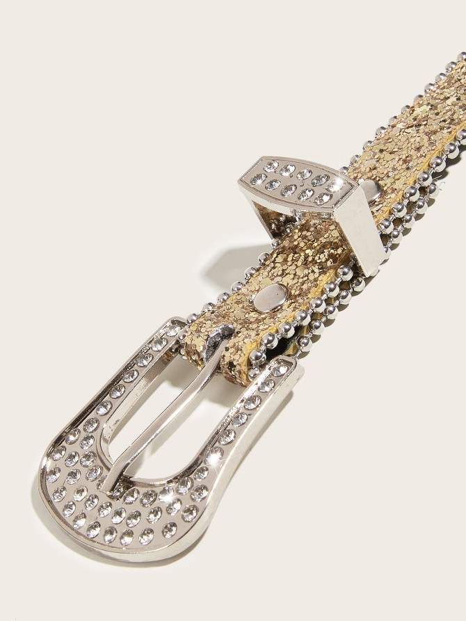 2024 New Fashion Versatile Water Diamond Willow Nail Silver Needle Button Thin Belt Women's Jeans Belt Dress Decoration Narrow Accessories_viptrois.com